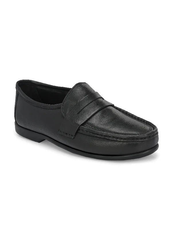 CARLO ROMANO  SHEEP LEATHER BLACK COLOR SLIP-ON MOCCASIN SHOE FOR MEN