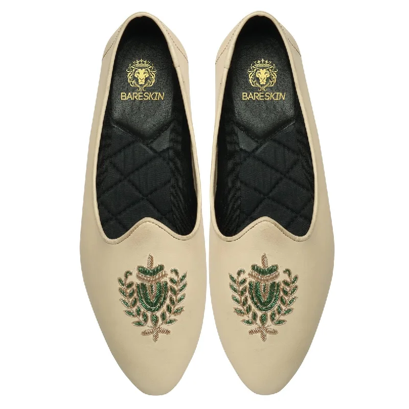 Royal Crest Zardosi Jalsa in Dove leather By Brune & Bareskin