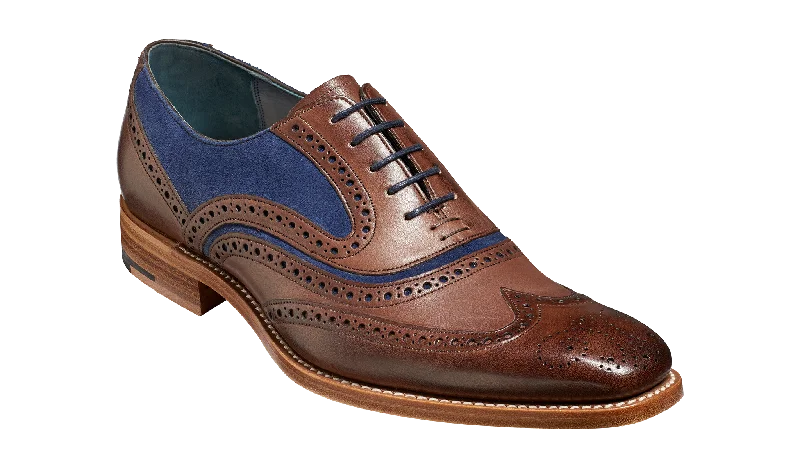 McClean Classic Full Brogue Oxford Shoe - Ebony Hand Painted / Navy Suede