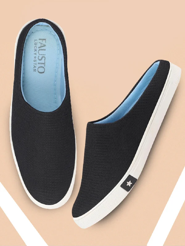 Men Black Casual Canvas Slip-On Shoes