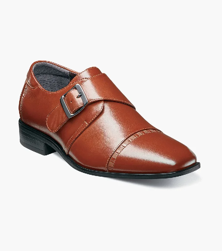 BOYS MACMILLIAN  Cap Toe Monk Strap - Cognac