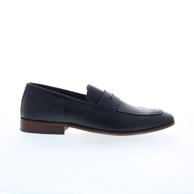 Steve Madden P-Ancher Mens Black Leather Loafers & Slip Ons Penny Shoes