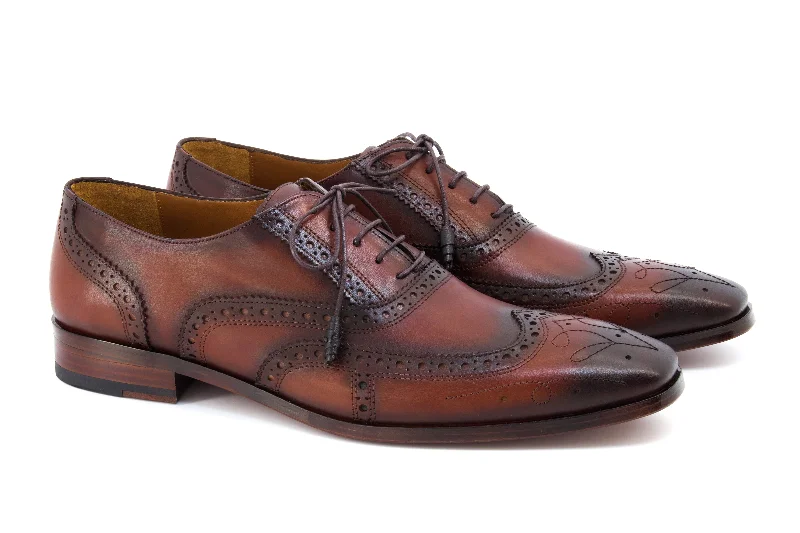 Leonard Patina Brogue Dress Shoes - Brown