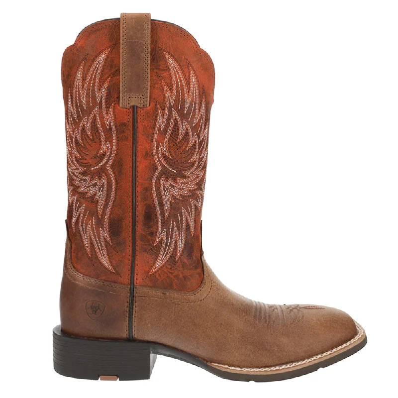 Sport Rider Wide Embroidery Square Toe Cowboy Boots