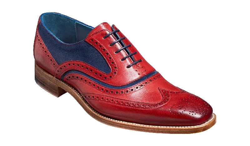 Barker McClean Classic Full Brogue Oxford Shoe - Red Hand Painted / Navy