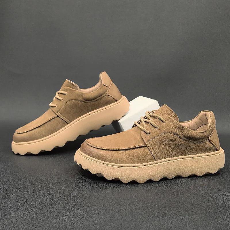 Men Minimalist Fashion Leather Lug Sole Casual Shoes