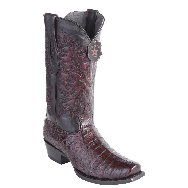 Black Cherry Caiman Belly Square Toe Cowboy Boots