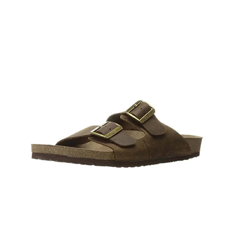 Crevo Sedono Men's Leather Buckle Cork Casual Sandals - Hipster Trendy (Brown)