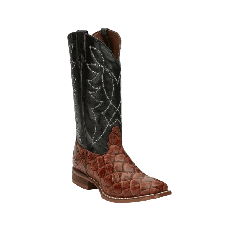 Nocona Men's Go Round Cognac Pirarucu Print Boots