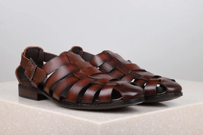 Privo Casual Striped Sandal-Black For Men