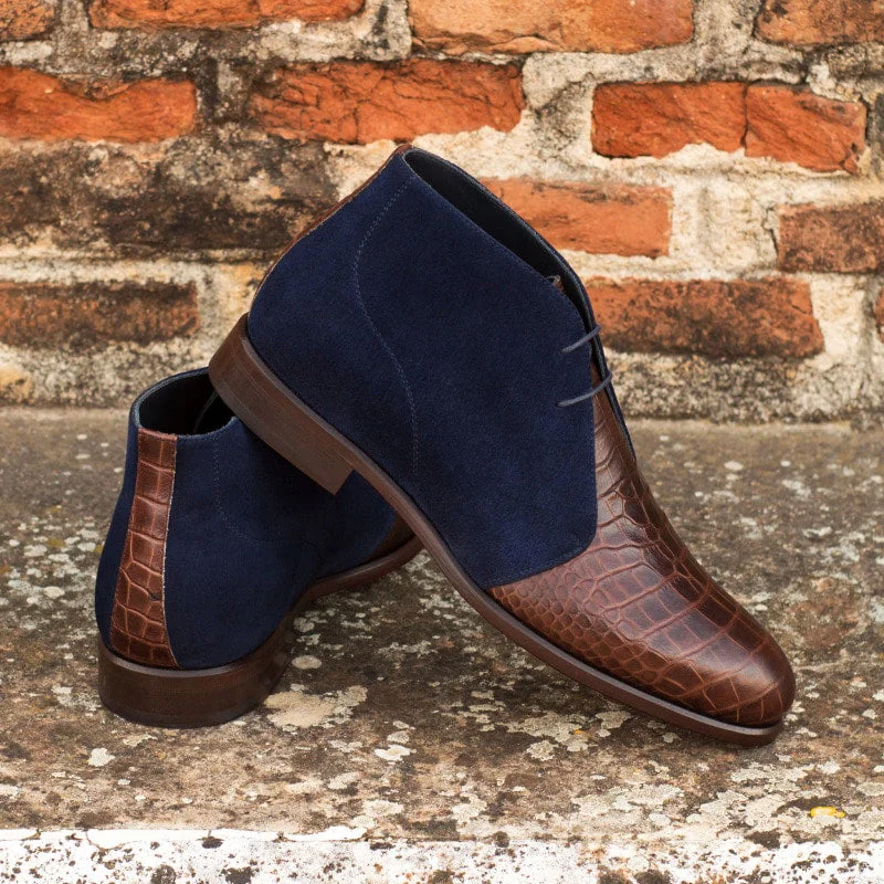 Arthur Croco Print Navy Blue Chukka