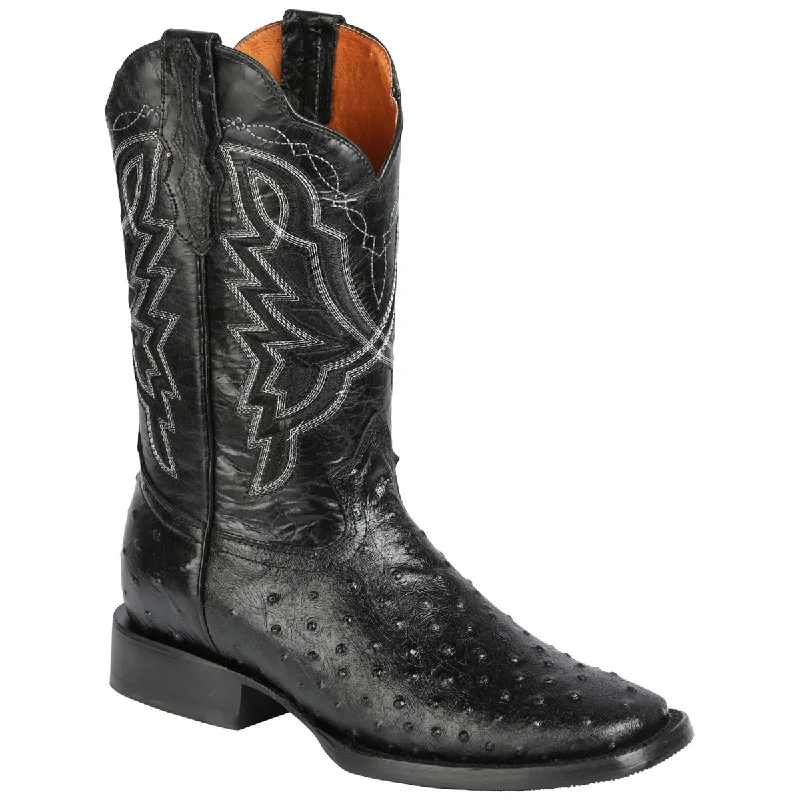 Square Toe Ostrich Print Boots