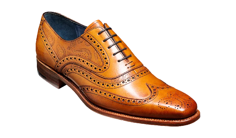 Barker McClean Classic Full Brogue Oxford Shoe - Cedar Calf / Paisley Laser